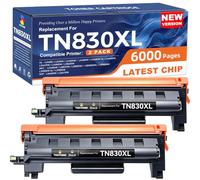 Tóner Compatible TN830XL de Repuesto para Brother TN830XL TN830 XL Uso con Impresora HL-L2460DW HL-L2405W HL-L2480DW HL-L2400D MFC-L2820DW MFC-L2820DW XL DCP-L2640DW (Paquete de 2, Negro)