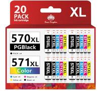 Toner Kingdom 20 Pack 570XL 571XL Cartuchos de Tinta Compatible para Canon PGI-570 CLI-571 XL para PIXMA MG5750 TS5053 TS5050 MG5751 TS5055 MG6850 MG5753 MG6851 MG6852 TS6051 TS6050