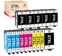 Tóner Kingdom 27XL - Cartuchos de Tinta compatibles con Epson 27XL 27XL para Epson Workforce WF-7620 WF-3620 WF-7210 WF-7610 WF-3640 WF-7720 WF-7710 (6 Negro/3 Cian/3 Magenta/3 Amarillo)