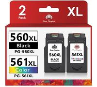 Toner Kingdom PG-560XL CL-561XL Cartuchos de Tinta Compatibles para Canon PG-560 CL-561 XL 560XL 561XL Cartuchos de Tinta para Canon Pixma TS5350 TS5352 TS5353 TS5351 TS7450 TS7451 (1Negro 1Tricolor)