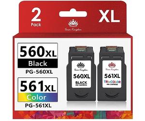 Toner Kingdom 560 561 XL Cartuchos de Tinta PG-560XL CL-561XL Compatibles para Tinta Canon 560 561 Pack XL para Canon Pixma TS5350 TS5352 TS5353 TS5351 TS7450 TS7451 (1Negro 1Tricolor)