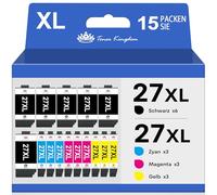 Toner Kingdom Cartucho de Tinta 27XL Compatible con Epson Workforce WF-3620DWF WF-3640DTWF WF-7110DTW WF-7210DTW WF-7610DW WF-7620DTWF WF-7710DWF WF-7720DTWF WF-7715DWF WF-7715DWF (15 Unidades)