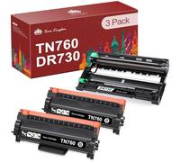 Toner Kingdom Cartucho de tóner TN760 compatible y tambor DR730 para Brother TN760 TN-760 TN730 TN-730 DR730 para impresora Brother HL-l2395dw HL-L2350DW MFC-L2710DW (2 tóners, 1 unidad de tambor)