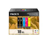 TONER PACK 18XL Cartuchos de Tinta Reemplazo para Epson 18 18 XL Compatible con Epson Expression Home XP-205 XP-215 XP-225 XP-305 XP-322 XP-325 XP-405 XP-415 XP-422 XP-425 XP-315 (Pack 5)
