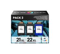 TONER PACK 21XL 22XL Compatible Remanufacturado para HP 21 XL 22 XL Cartuchos de Tinta para HP PSC 1410, DeskJet D1530 D1560 D2360 D2460 F335 F380 F390 F2180 F2290 F4180 (3 Negro, 1 Color)