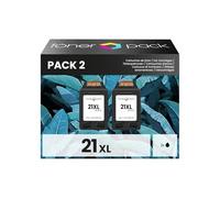 TONER PACK 21XL Compatible Remanufacturado para HP 21 XL 22 XL Cartuchos de Tinta para HP PSC 1410, DeskJet D1530 D1560 D2360 D2460 F335 F380 F390 F2180 F2290 F4180, OfficeJet 4315 4355 (2 Negro)