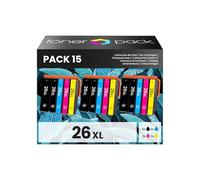 TONER PACK 26XL Cartuchos de Tinta Compatibles para Epson 26 XL Expression Premium XP-510 XP-600 XP-605 XP-610 XP-615 XP-620 XP-625 XP-700 XP-720 XP-710 XP-800 XP-810 XP-820 (Pack 15)