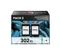 TONER PACK 302XL Remanufacturado para HP 302 XL 302XL Cartuchos de Tinta para HP Deskjet 1110 1112 2100 2130 2132 2133 2134 3630 3631 Envy 4511 4512 4513 4516 OfficeJet 3800 3830 (2 Negro)