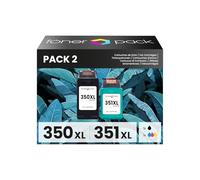 TONER PACK 350XL 351XL - Cartuchos de Tinta para HP 350 XL 351 XL Remanufacturado para HP Deskjet D4260 D4360, Officejet J5780 J6410, Photosmart C4280 C4340 C4380 C4480 C4580 (1x 350XL, 1x 351XL)