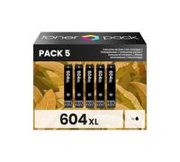 TONER PACK 604XL Cartuchos de Tinta Compatibles para Epson 604 604XL para Expression Home XP-2200 XP-2205 XP-3200 XP-3205 XP-4200 XP-4205 Workforce WF-2910 WF-2930 WF-2935 WF-2950 (5 Negro)