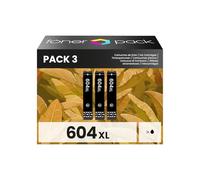 TONER PACK 604XL Cartuchos de Tinta Compatibles para Epson 604 604XL para Expression Home XP-2200 XP-2205 XP-3200 XP-3205 XP-4200 XP-4205 Workforce WF-2910 WF-2930 WF-2935 WF-2950 (3 Negro)