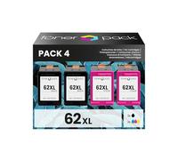 TONER PACK 62XL Remanufacturado para HP 62 XL 62XL Cartuchos de Tinta para HP Officejet 200 250 Envy 5544 5540 5545 5546 5640 5642 5665 5742 5744 7640 7644 7645 8000 (2 Negro, 2 Color)