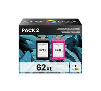 TONER PACK 62XL Remanufacturado para HP 62 XL 62XL Cartuchos de Tinta para HP Officejet 200 250 Envy 5544 5540 5545 5546 5640 5642 5665 5742 5744 7640 7644 7645 8000 (1 Negro, 1 Color)