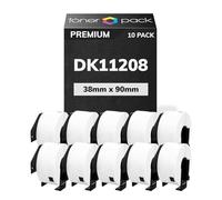 TONER PACK DK11208 Rollo de Etiquetas Dirección Precortadas 38 x 90mm DK-11208 para Brother QL 1000 1050 1050N 1060N 1100 500 560 570 580 600B 650TD 700 710W 720NW 800 810W 820NWB (10 Unidades)