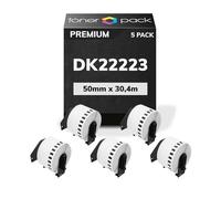 TONER PACK DK22223 Rollo de Etiquetas Cinta Continua 50mm x 30.48m DK-22223 para Brother QL 1000 1050 1050N 1060N 1100 500 560 570 580 600B 650TD 700 710W 720NW 800 810W 820NWB (5 Unidades)