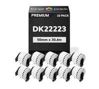 TONER PACK DK22223 Rollo de Etiquetas Cinta Continua 50mm x 30.48m DK-22223 para Brother QL 1000 1050 1050N 1060N 1100 500 560 570 580 600B 650TD 700 710W 720NW 800 810W 820NWB (10 Unidades)