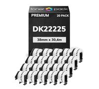 TONER PACK DK22225 Rollo de Etiquetas Cinta Continua 38mm x 30.48m DK-22225 para Brother QL 1000 1050 1050N 1060N 1100 500 560 570 580 600B 650TD 700 710W 720NW 800 810W 820NWB (20 Unidades)