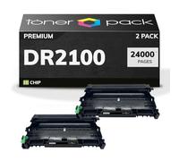 TONER PACK DR2100 Tambor de Imagen Compatible para Brother DR-2100 DCP-7030 DCP-7040 DCP-7045N DCP-7048W HL-2140 HL-2150N HL-2170W MFC-7320 MFC-7440 MFC-7440N MFC-7840 MFC-7840W (2 Unidades)