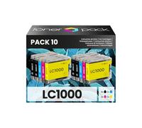 TONER PACK LC1000XL LC-1000XL LC970XL Cartuchos de Tinta Compatibles para Brother DCP-130C DCP-135C DCP-150C DCP-330C DCP-350C DCP-357C MFC-235C MFC-240C MFC-260C MFC-465CN MFC-5460CN (Pack 10)