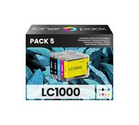 TONER PACK LC1000XL LC-1000XL LC970XL Cartuchos de Tinta Compatibles para Brother DCP-130C DCP-135C DCP-150C DCP-330C DCP-350C DCP-357C MFC-235C MFC-240C MFC-260C MFC-465CN MFC-5460CN (Pack 5)