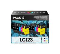 TONER PACK LC123 LC-123 Cartuchos de Tinta Compatibles para Brother DCP-J552DW DCP-J132W DCP-J4110DW DCP-152W DCP-752DW MFC-J6920DW MFC-J470DW MFC-4510DW MFC-J4410DW (Pack 12)