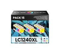 TONER PACK LC1240XL LC-1240XL Cartuchos de Tinta Compatibles para Brother DCP-J525W DCP-J725DW DCP-J925DW MFC-J430W MFC-J5910DW MFC-J625DW MFC-J6510DW MFC-J6710CDW MFC-J6710DW (Pack 15)