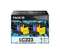 TONER PACK LC223 LC221 Cartucho de Tinta Compatible para Brother LC-223 LC-221 DCP-J4120DW DCP-J562DW MFC-J5320DW MFC-J480DW MFC-J680DW MFC-J4620DW MFC-J5620DW MFC-J5625DW (Pack 10)
