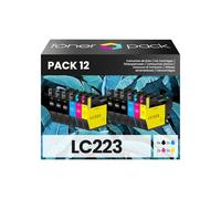 TONER PACK LC223 LC221 Cartucho de Tinta Compatible para Brother LC-223 LC-221 DCP-J4120DW DCP-J562DW MFC-J5320DW MFC-J480DW MFC-J680DW MFC-J4620DW MFC-J5620DW MFC-J5625DW (Pack 12)