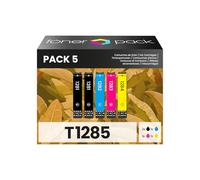 TONER PACK T1285 Cartuchos de Tinta Compatibles T1281 T1282 T1283 T1284 para Epson Stylus BX305F BX305FW BX305FW S22 SX125 SX130 SX230 SX235W SX420W SX425W SX430W SX435W SX438W SX440W SX445W (Pack 5)