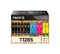 TONER PACK T1285 Cartuchos de tinta Compatibles T1281 T1282 T1283 T1284 para Epson Stylus BX305F BX305FW BX305FW S22 SX125 SX130 SX230 SX235W SX420W SX425W SX430W SX435W SX438W SX440W SX445W (Pack 12)