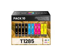 TONER PACK T1285 Cartuchos de tinta Compatibles T1281 T1282 T1283 T1284 para Epson Stylus BX305F BX305FW BX305FW S22 SX125 SX130 SX230 SX235W SX420W SX425W SX430W SX435W SX438W SX440W SX445W (Pack 10)