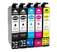 TONERLIFE 5 cartuchos de tinta 2 cartuchos de negro + 1 x Cian - Magenta - Amarillo 603 XL 603XL compatibles con Epson Expression Home XP-2100 XP-2105 XP-3100 XP-3105 XP-4100 XP-2105 XP-4105 WF-2810