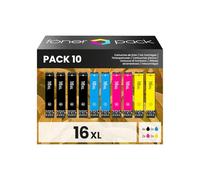 TONERPACK 16XL para Epson 16, Cartuchos de Tinta Compatibles con Epson Workforce WF-2010 WF-2510 WF-2520 WF-2530 WF-2540 WF-2630 WF-2650 WF-2660 WF-2750 WF-2760 (Pack 10)