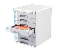 TONFEION Cajonera A4 de 7 cajones, organizador de escritorio de aluminio con cerradura de seguridad, espacio para documentos, accesorios de oficina, oficina en casa o escuela