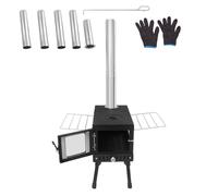 TONFEION Estufa de madera plegable para camping con 5 tubos de chimenea, estufa de cocina para exteriores para 5 personas, horno de jardín, soporta hasta 40 kg, para cocinar, picnic, barbacoa