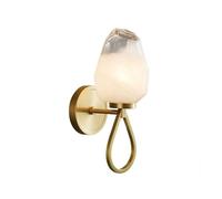 TONFON Mini lámpara de pared de latón, aplique de pared de cobre con pantalla de vidrio, diseño de bloque de cristal, iluminación de pared for dormitorio, mesita de noche, sala de estar, estudio