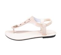 Tong Mujer Cómodo Sandalias Verano Para Mujeres Planas Remaches Y Clip Casual Elásticos Cómodo Al Aire Libre Moda Bohemio Zapatos Playa Plana Elegante, beige, 37 EU