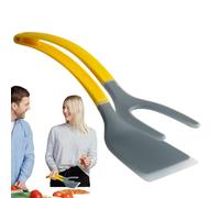 Tong Spatula Flipper Combo, 2 en 1 Toaster Tong, 12.05 x 3.31 in Ergonomic Handle Kitchen Tool, Cooking Utensil for Bread, Tostadora, Filete, Tortilla, Panqueque, Frying
