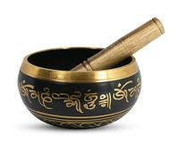 Tongari Instrumento tibetano de oración con palo de madera, cuenco de canto, 3.5 pulgadas