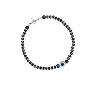 Tongari Pulseras Nazariya de plata pura 925 con cristal negro y cuentas de plata para diseño unisex-23, plata de ley, sin piedras preciosas, Free, Plata de ley, No es una piedra preciosa