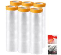Tongboke 6 Rollo Película Protectora y Cinta Adhesiva de Pintor para Enmascarar, Plasticos para Protector Pared Cubrir Muebles Pintor, Película Antipolvo, Plastico Cubretodo 240cm×20m