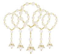 Tongcloud Rosario de acrílico para bautismo, 30 unidades, mini rosarios de perlas de imitación, con ange, para bautismo, boda, favores de boda (blanco, 8 mm)