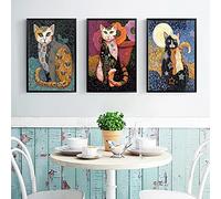 Tongda Decor Lienzo Arte de la pared Gustav Klimt Pintura al óleo Impresión sobre lienzo Animal Gato Póster Decoraciones para el hogar Pintura para sala de estar 30x40cmx3pcs Sin marco