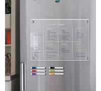 TONGFENG Calendario magnético nevera | Acrílico Tabla Planning Semanal Refrigerador Magnético | Pizarra Magnética Transparente Borrable con 6 rotuladores para Hogar Oficina