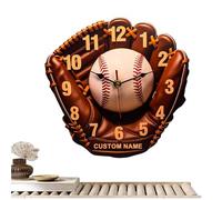 Tongfer Reloj de pared con guante de béisbol, reloj de béisbol de madera, decoración de pared, material de madera, perfecto para sala de estar, sala de juegos, dormitorio de fanáticos deportivos