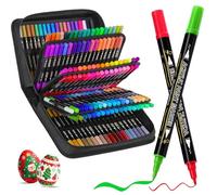 Tongfushop 144 Colores Rotuladores Acrilicos, Marcadores Acrilicos Doble Punta, Rotuladores de Pintura Acrílica para Adultos, Acrylic Markers para Pintar, Roca, Cristal, Cerámica, Plastico, Tela