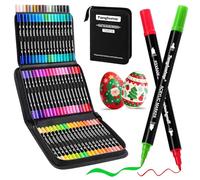 Tongfushop 72 Colores Rotuladores Acrilicos, Marcadores Acrilicos Doble Punta, Rotuladores de Pintura Acrílica para Adultos, Acrylic Markers para Pintar, Roca, Cristal, Cerámica, Plastico, Tela, Metal