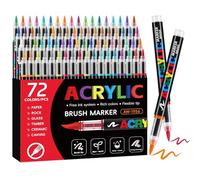 Tongfushop 72 Colores Rotuladores Acrilicos, Marcadores Acrilicos Punta Pincel, Rotuladores de Pintura Acrílica para Adultos, Acrylic Markers para Pintar, Roca, Cristal, Cerámica, Plastico, Tela Metal