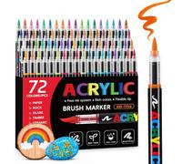Tongfushop 72 Colores Rotuladores Acrilicos, Marcadores Acrilicos Punta Pincel, Rotuladores de Pintura Acrílica para Adultos, Acrylic Markers para Pintar, Roca, Cristal, Cerámica, Plastico, Tela Metal