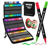 Tongfushop 84 Colores Rotuladores Acrilicos, Marcadores Acrilicos Doble Punta, Rotuladores de Pintura Acrílica para Adultos, Acrylic Markers para Pintar, Roca, Cristal, Cerámica, Plastico, Tela, Metal